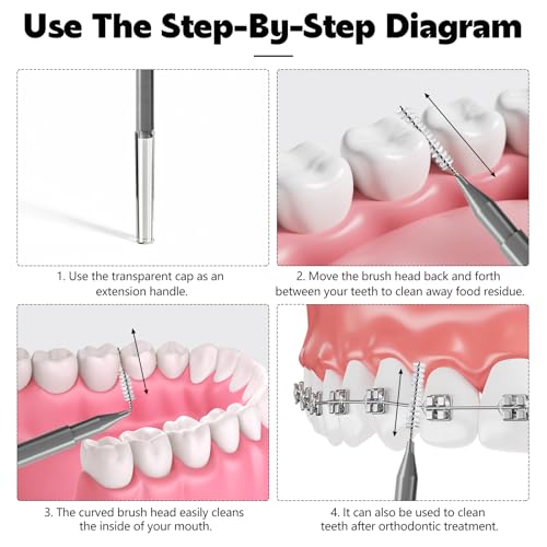 Image of 100 Pcs Interdental Brushes, Braces Flossers for Cleaner | Braces Brush Soft Dental Brushe Toothpicks Dental Floss Picks Dental for Brace Oral Cleaning(2 Colors)