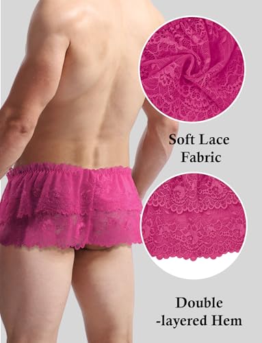 AUBIG Men's Sissy Sheer Mini Skirt Flowy Skirts Ruffle A-line Tulle Micro Skirts Sexy Sissy Crossdressing Lingerie Underwear3