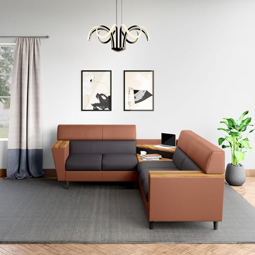 Image of GODREJ INTERIO Vertex 5-Seater Fabric + Synthetic Leather L-Shaped Sofa (Right Hand Side)