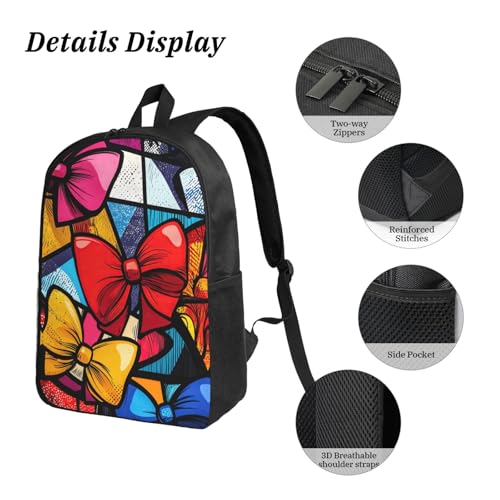 Bow Backpacks 3 Pcs Unisex Travel Backpack with Fun Graphic Cartoon Print for Hiking Commuting4