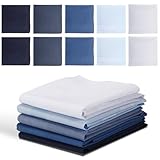 ARKBAODAN Paquete de 10 pañuelos para hombre, 100 % algodón puro, 40,6 cm, grandes pañuelos cuadrados de bolsillo para hombre y mujer