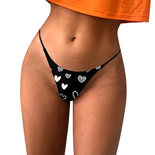 Uwdiohq String Sexy Saint Valentin pour Les Femmes Le Sexe T Back Culotte Taille Basse Bretelles Extensibles Tongs sans Couture Robe Bustier Chic (Black, S) sous...