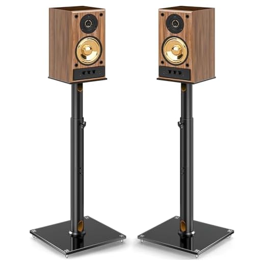 5Rcom Soportes universales para altavoces para sonido envolvente, juego de 2 soportes de suelo de altura ajustable de 830 mm a 1100 mm, cada uno soporta 5 kg, gestión de cables, fácil montaje, color