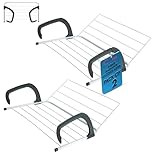 Laundry Mate 9 Bar Radiator Clothes Drying Rack Indoor - 2 Pack Radiator Airer Indoor, Adjustable Arms, Up to 7 Meters Drying Space, Rust-Resistant Iron Frame with White Powder-Coated Finish