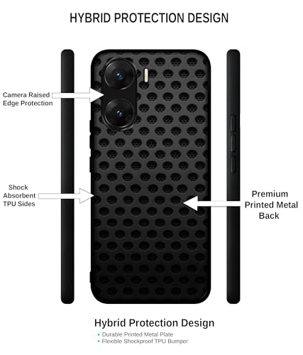 Image of Black Circle Design Premium 2D Printed Metal Back Case Cover for Vivo V29E 5G