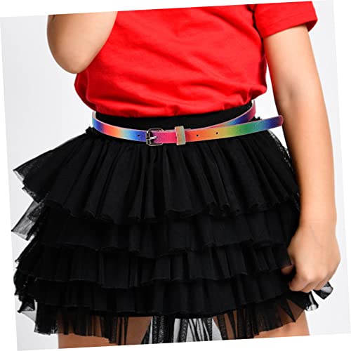 4pcs Boy Girl Heart Shaped Glitter Belts Pu Leather Waist Belts for Girls Dresses Pants School Uniforms Rainbow2