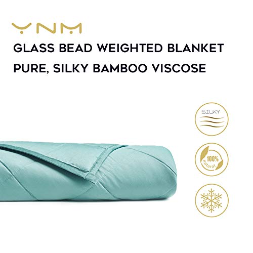Image of YnM Cooling Weighted Blanket - Oeko-Tex Certified Material with Premium Glass Beads (Sea Grass, 60''x80'' 25lbs), Suit for One Person(~240lb) Use on Queen /King Bed