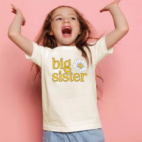 Image of Biggest /Bigger /Big Sister Shirt for Toddler Girls Cotton Short Sleeve Tshirts Announcement Outfits 2-10 Years