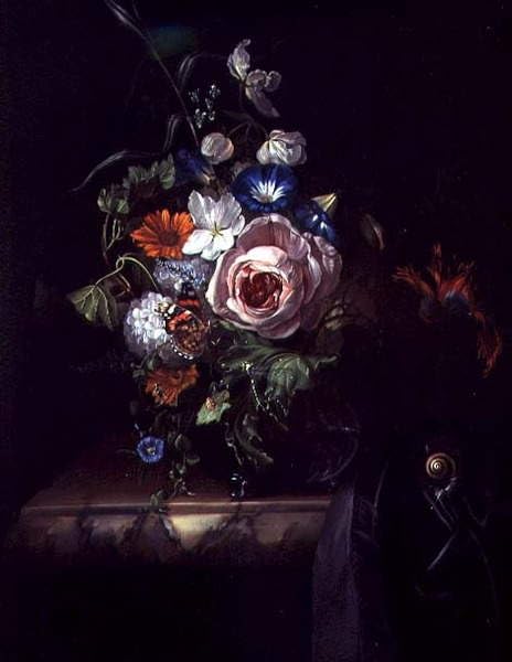 GerRit Ruysch poster roses et fleurs sous verre toile poétique sans cadre 58x90