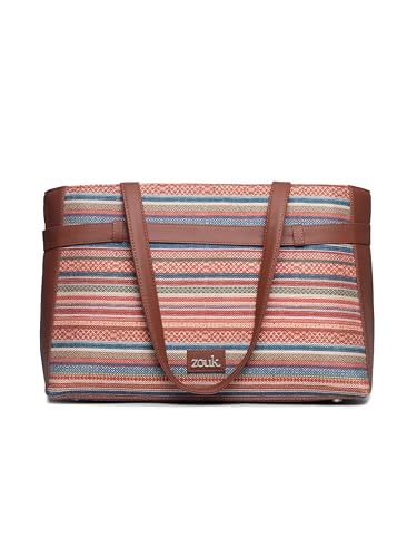Image of ZOUK Women's Jute Handcrafted Vegan Leather Statement Office Shoulder Bag