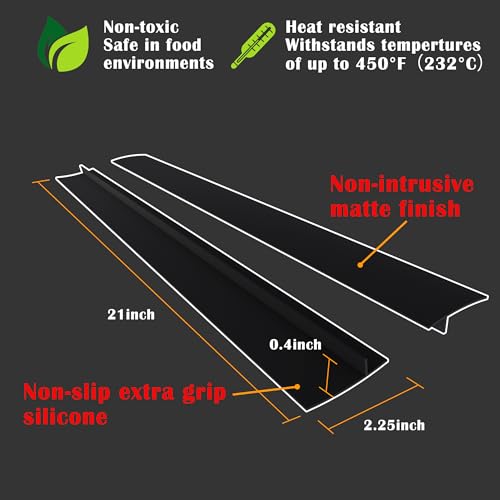 Image of KindGa Silicone Stove Counter Gap Cover - 21 Inch Gap Filler 2 Pack Black | Easy clean gap filler sealing spills between kitchen counter, appliances, stovetop, washer, dryer, oven side stove gap cover