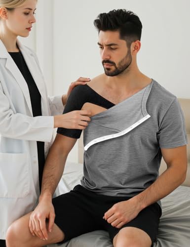 Shoulder Recovery Shirts Unisex-Post Shoulder of Short Sleeves with Hidden Snap Buttons on Sides3