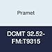 Pramet DCMT 32.52-FM:T9315 Carbide Steel (P15) Indexable Turning Insert, Positive, Finishing-Semi Roughing, 0.031" Radius, CVD, 55 Degree Diamond, Black (Pack of 10)