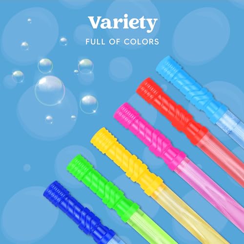 JOYIN 14.6'/37cm Seifenblasen Stäbe für Kinder, 6 PCS 4oz/118ml Seifenblasenstab mit Seifenblasen Nachfülllösung für Sommer-Spielzeug-Party Gunst, Hochzeit, Outdoor-Aktivität, Geburtstag Geschenk