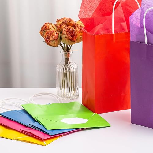 Image of RanGit Bhumi Gift Paper Bags - 10pcs Color Paper Return Gift Bags 9x11x4 in Medium- Party favor gifting covers for kids birthday, wedding, engagement and other festivals(10 pcs, Multicolor)