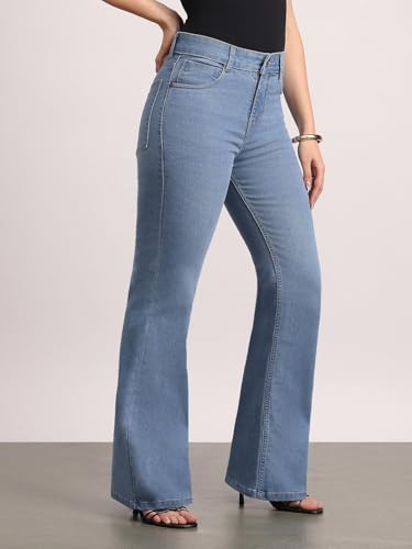 Image of Urbano Fashion Women's Mid Rise Bootcut Washed Jeans Stretchable