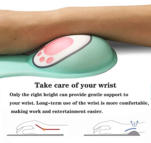 3D Mouse Pad With Ergonomic Wrist Rest Support, Non-Slip Gel Anime Kawaii Cute Pink Mouse Pads, Wrist Pads, Pain Relief, And Easy Typing, Gaming, Notebook Computer Home Work And Study(Cat-Green) #TOP3