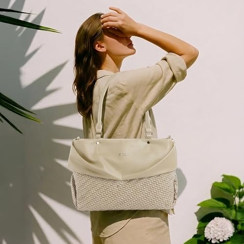 Image of EXOTIC Virelle Textured Dual Panel Handbag for Women | Spacious Multi-Compartment Carryall | Shoulder Carry with Adjustable Sling Strap | Premium PU Leather Purse