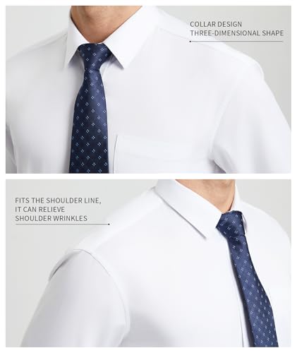 Image of HISDERN Mens Dress Shirt with Tie Pocket Square Set Classic Button Down Shirt Matching Tie Long Sleeve Shirts
