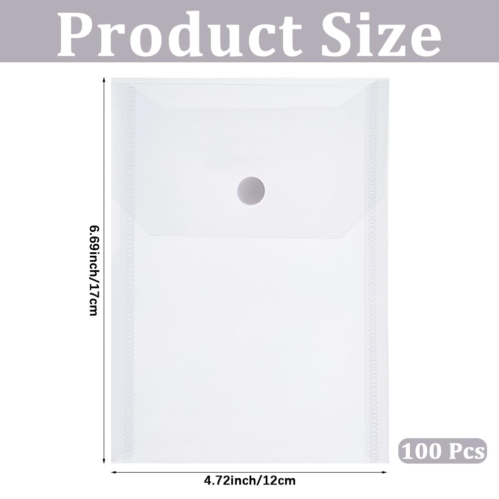 CREATCABIN 100 Busta Trasparente 12x17cm Buste Plastica Cartelle Portadocumenti Chiusura A Scatto Impermeabili Riutilizzabili Tasche Trasparenti Organizer per Scuola Ufficio Documenti Foto Adesivi