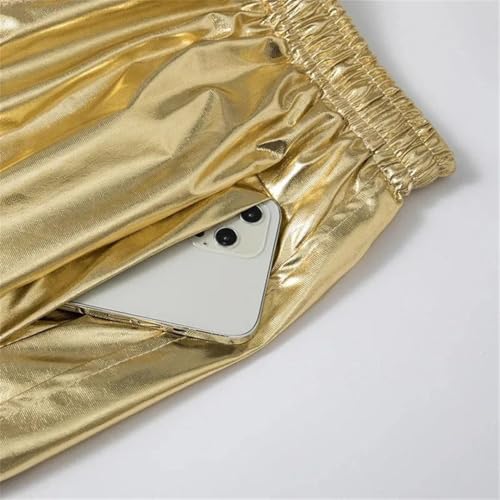 Hndudnff Men Gold Jogger Pants Elastic Waist Sweatpants Trousers Dance Cosplay Punk Street Pants3