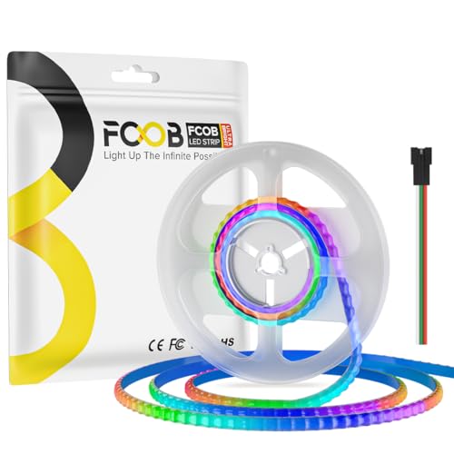 Image of COB RGB LED Strip 5V 160LEDs /m WS2812B Individual IC Ultra-Thin Flexible High Density Dream Chasing Strips 0.19in, No Adapter or Controller (3.28FT)