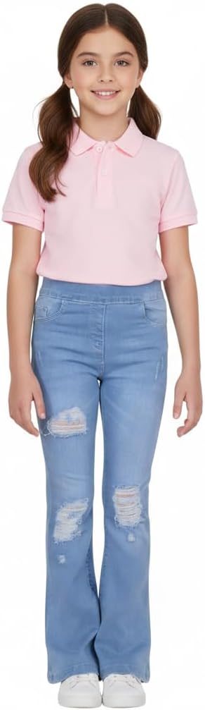 A2Z 4 Kids Girls Denim Jeans Comfort Stretchy Jeggings Bell Bottom Ripped Flared Pants Trendy Fashion Jeans for Girls
