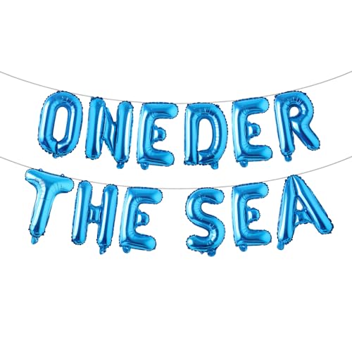 Image of Oneder The Sea First Birthday Decoration Oneder The Sea Party Favors Under The Sea Mermaid Party Backdrop Party Supplies Favors Balloon 1st Birthday Girl Decorations (ONEDER THE SEA Blue)