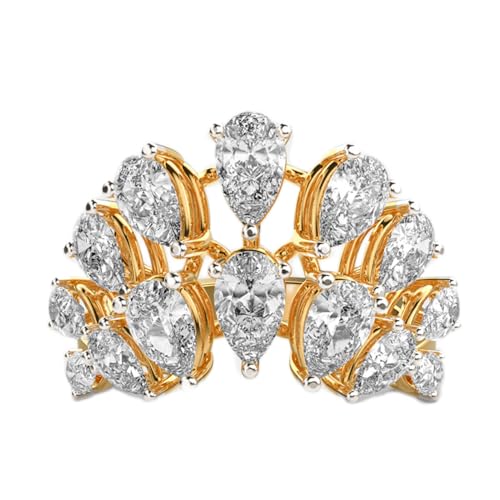 Bague couronne en moissanite poire pour sublimer vos tenues de soirée