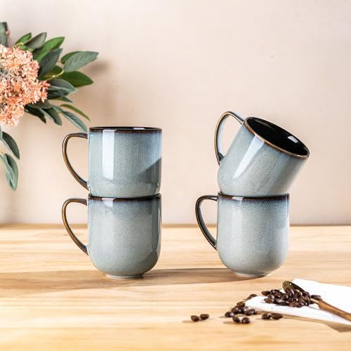 Image of LERATIO Ceramic Dinnerware Sets for 4,16-Piece Reactive Glaze Plates and Bowls Set with Mugs,Highly Chip and Crack Resistant | Dishwasher,Microwave & Oven Safe Dishes set-Gray White