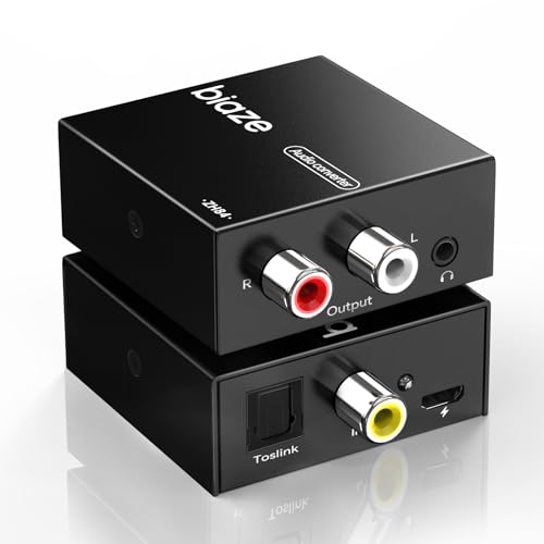 Biaze ZH84 192kHz DAC Konverter Lautst&auml;rkeregler Digital SPDIF optischer Koaxial Klinkenstecker Toslink Koaxial zu Analog-L/R und RCA 3,5 mm Klinken Wandler, Optisch zu RCA Adapter f&uuml;r HDTV, DVD