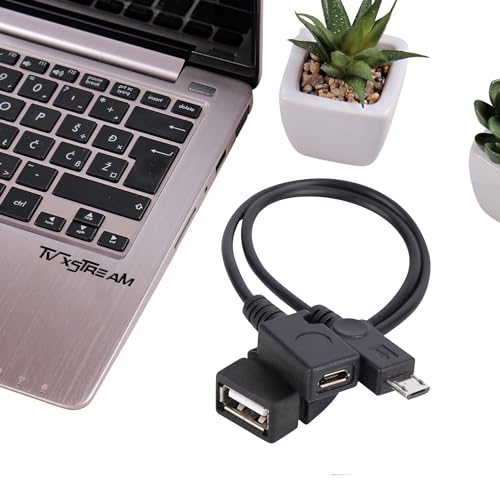 Image of USB Port Adapter, Micro OTG Cable with Power - Compatible with Streaming Sticks, Media Devices, Rii and Logitech Keyboards, Nintendo Switch, SNES, NES Classic.