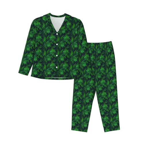 Ensemble de pyjama à manches longues pour femme vêtement de nuit imprimé plantes