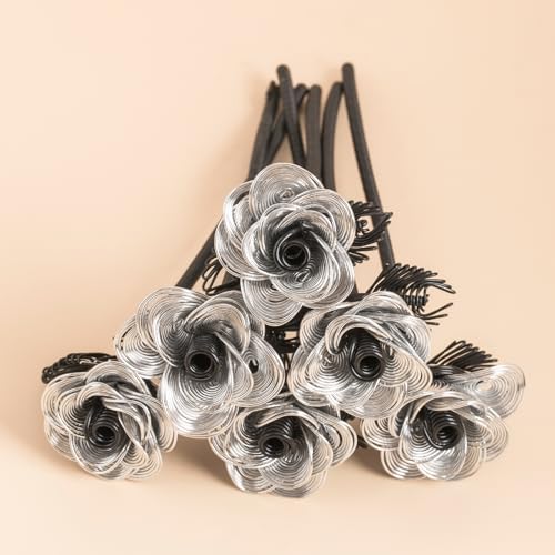 Metal Roses Bouquet Artificial Aluminum Flowers Fake Outdoor Grave Decor