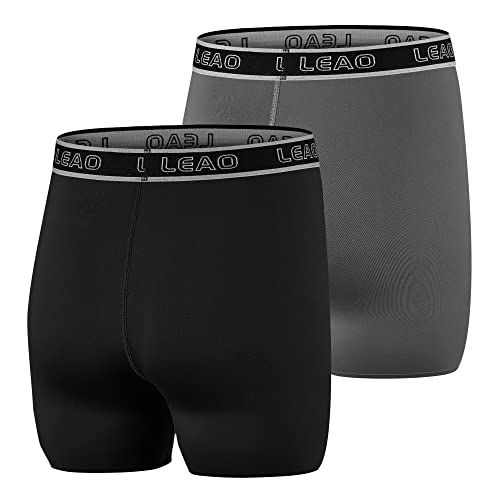 LEAO Shorts de compressão para meninos jovens, pacote com 2 cuecas boxer esportivas esportivas, Pret