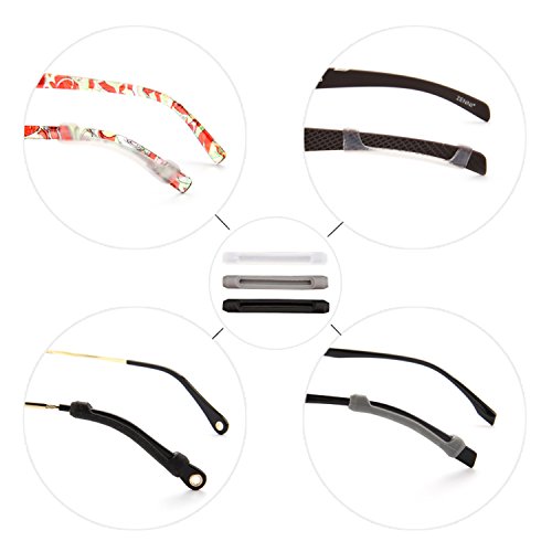 Image of YR Soft Silicone Eyeglasses Temple Tips Sleeve Retainer, Anti-Slip Elastic Comfort Eyeglass Ear Grippers for Eyeglasses Sunglasses Reading Glasses Eyewear, 5 pairs - Gray