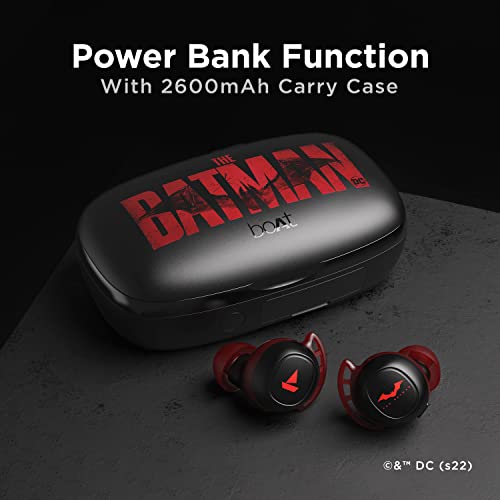 Image of Boat Airdopes 441 Pro The Batman Edition TWS Earbuds with Upto 150 Hours Playback, Signature Sound, IWP Technology, IPX7 & BT v5.0(Crusader Knight Black)