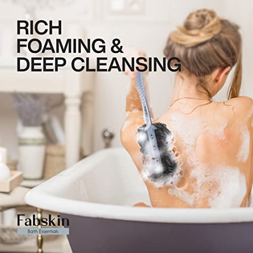 Fabskin Bath Body Brush Loofah For Men & Women With Long Handle | Body Bath Brush | Back Scrubber For Bathing | Made In India (Black) - Image 4