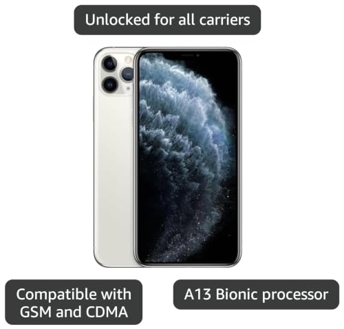 Image of Apple iPhone 11 Pro, 256GB, Silver - Unlocked (Renewed)