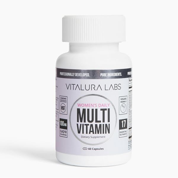 Vitalura Labs - Women's Daily Multivitamin - 17 Essential Nutrients with CoQ10, Iron, Vitamin D, K1 & K2 - Vegan & Gluten-Free Supplements - Energy, Immune, Bone & Heart Support - 60 Capsules
