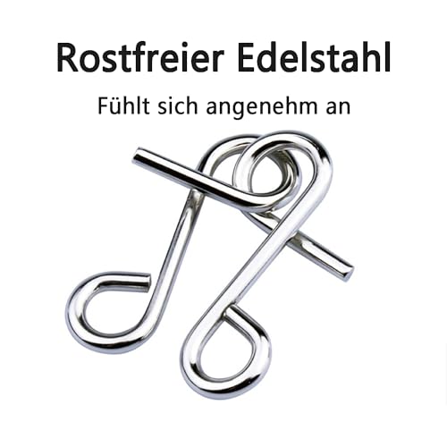 Qanmua 16 Stück Knobelspiele Set, 3D Brainteaser Metall Puzzle IQ Spiele Set Geduldspiele für Kinder und Erwachsene