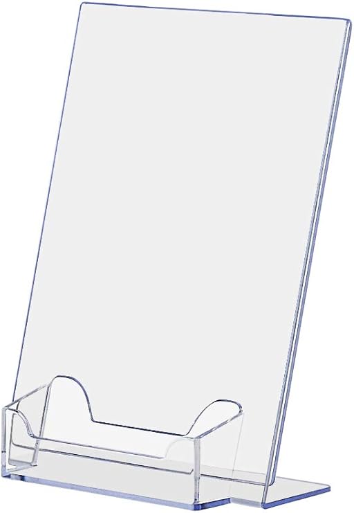 Set of 10, Clear Acrylic 5x7 Sign Holder with Business Card Display for