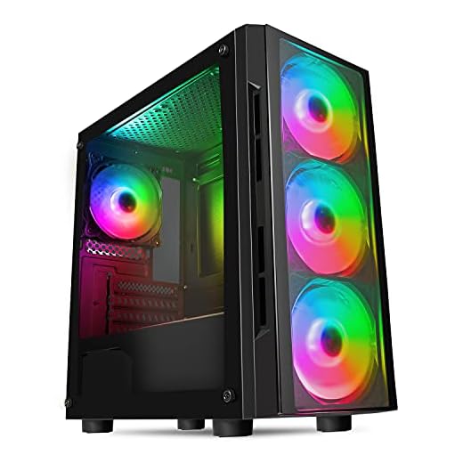 CiT Flash ARGB - Funda para PC para Juegos, M-ATX, 4 Ventiladores ARGB Rainbow de 120 mm incluidos, Cristal Templado, botón LED, Soporte para 8 Ventiladores, Listo para Enfriar el Agua, Color Negro