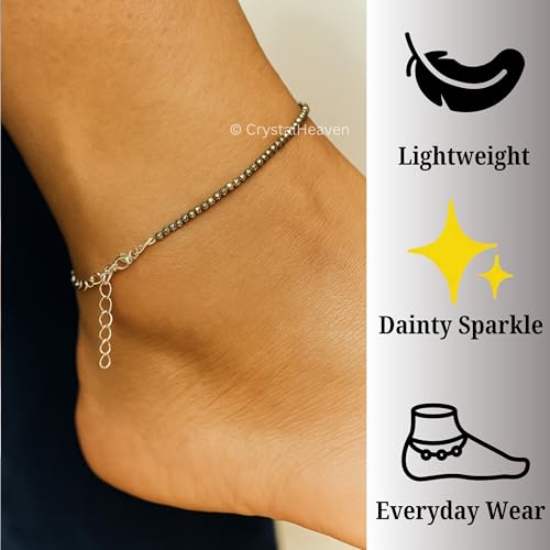 Image of Certified Pyrite Anklet for Women - Money Magnet Raw Pyrite Anklet Jewelry, Handcrafted Healing Crystal Anklet with Natural Stone Energy - Adjustable Size, Gift for Women Meditation and Balance