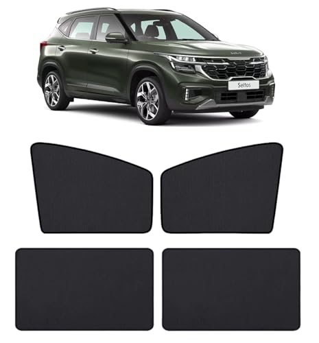 Image of Auto Hub Car Window Sunshade /Curtains Compatible with Kia Seltos Old- Pack of 4, Seltos Sun Shade