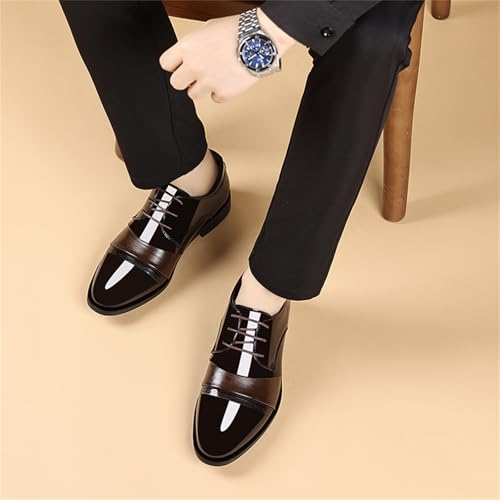 Men's Vintage High Gloss Patent Leather Oxfords Formal Business Lace up Tuxedo Dress Shoes4