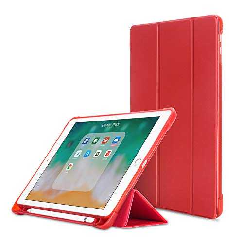 MadeRy Funda para iPad Mini 5 (2019) / iPad Mini 4 / Mini 3 / Mini 2 / Mini 7.9 Pulgada, Ligero Suave TPU Trasera Protectora con portaplumas, Auto Sueño/Estela, Rojo