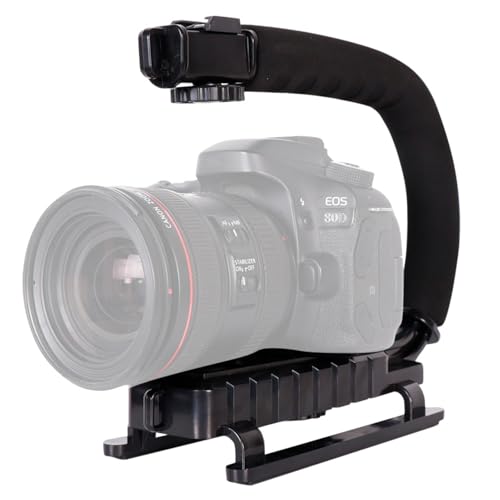 Image of Video Action Stabilizing Handle Grip, Professional C Shape Video Stabilizers with 3cold Shoe, 1 /4in Slidable Screw Handheld Camera Stabilizer, for SLR Cameras, Family DV Cameras