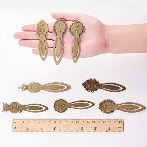 PandaHall Elite 16 Sets 8 Stijl Antieke Bronzen IJzeren Bladwijzer Cabochon Instellingen Met Ronde & Ovaal Totaal 16… - Image 4