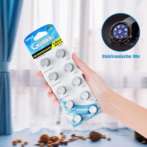 gutalkali lot de 10 piles bouton lr44, pile bouton ag13 lr44 px76a l1154f 357a 1,5 v pile bouton alcaline